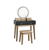 Sugift Makeup Vanity Table Set with Touch Screen Dimming Mirror and 3 Color Lighting Modes