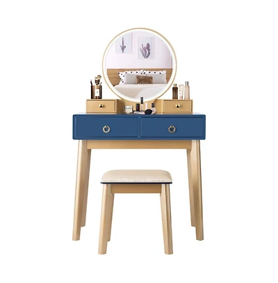 Sugift Makeup Vanity Table Set with Touch Screen Dimming Mirror and 3 Color Lighting Modes