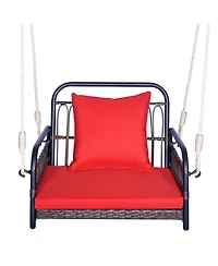 Sugift Patio Rattan Porch Swing Hammock Chair with Seat Cushion