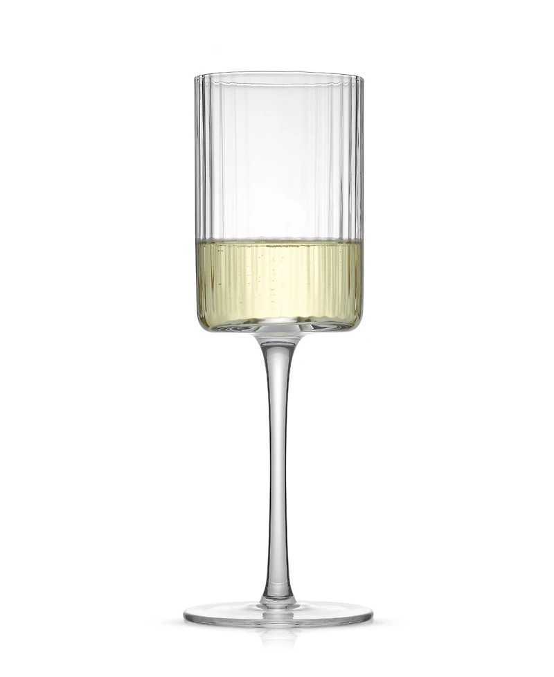 JoyJolt Elle Fluted Cylinder White Wine Glasses, Set of 2