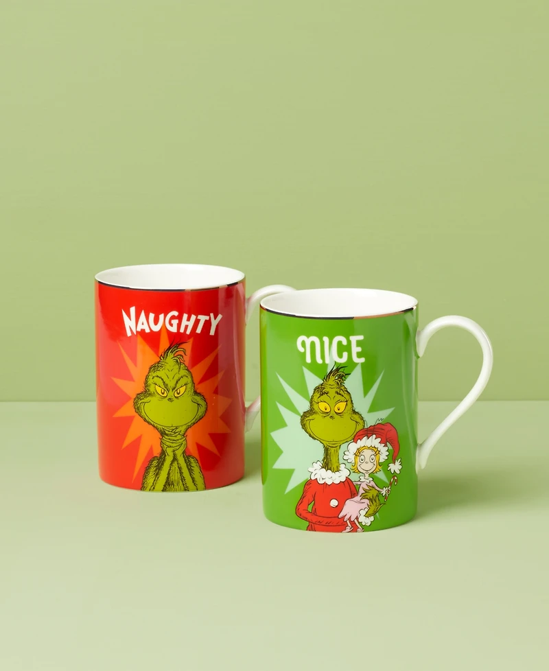 Lenox Grinchmas Naughty & Nice Mugs, Set of 2