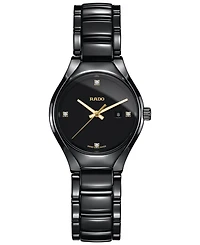 Rado Women's Swiss True Diamond Accent Black High-Tech Ceramic Bracelet Watch 30mm R27059712