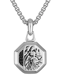 Bulova Marc Anthony Men's Black Diamond Lion Head Silhouette Pendant Necklace in Sterling Silver-Plate, 24" + 2" extender, BVP1057-wsaa