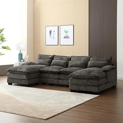 Streamdale Modern Large chenille Fabric U-Shape Sectional Sofa