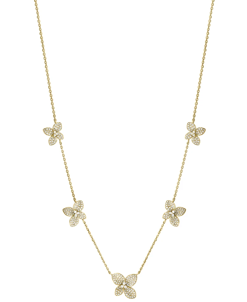 Effy Diamond Five Flower 18" Collar Necklace (1-3/8 ct. t.w.) in 14k Gold