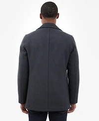 London Fog Men Double-Breasted Wool Blend Peacoat