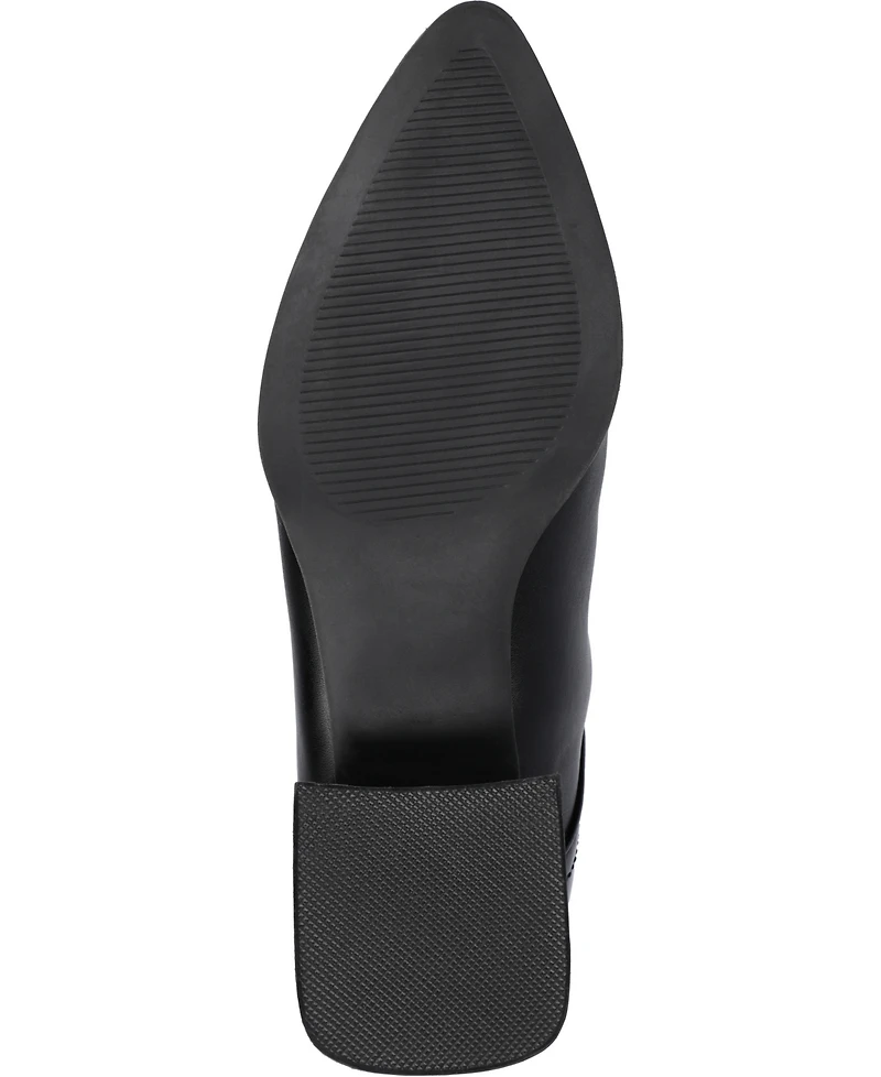 Journee Collection Women's Consuello Two Tone Pointed Toe Block Heel Booties
