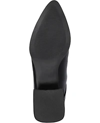 Journee Collection Women's Consuello Two Tone Pointed Toe Block Heel Booties