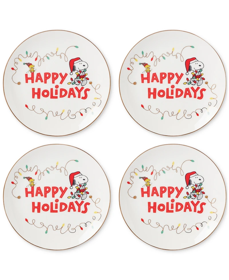 Lenox Snoopy & Woodstock Holiday Accent Plates, Set of 4