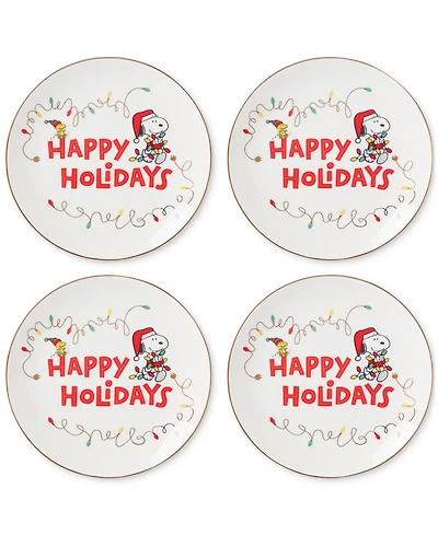 Lenox Snoopy & Woodstock Holiday Accent Plates, Set of 4