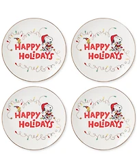 Lenox Snoopy & Woodstock Holiday Accent Plates, Set of 4