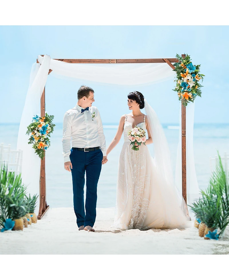 Slickblue Wooden Wedding Arch Solid Wood Arbor Backdrop Stand for Wedding Ceremony-Square