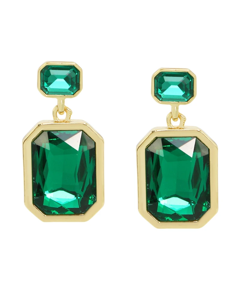 Steve Madden Faux Stone Gem Double Drop Earrings