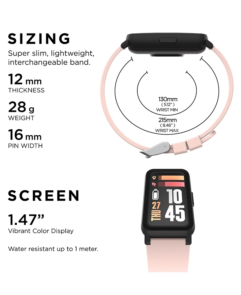 iTouch Active 4 Unisex Silicone Strap Fitness Tracker 42.7mm