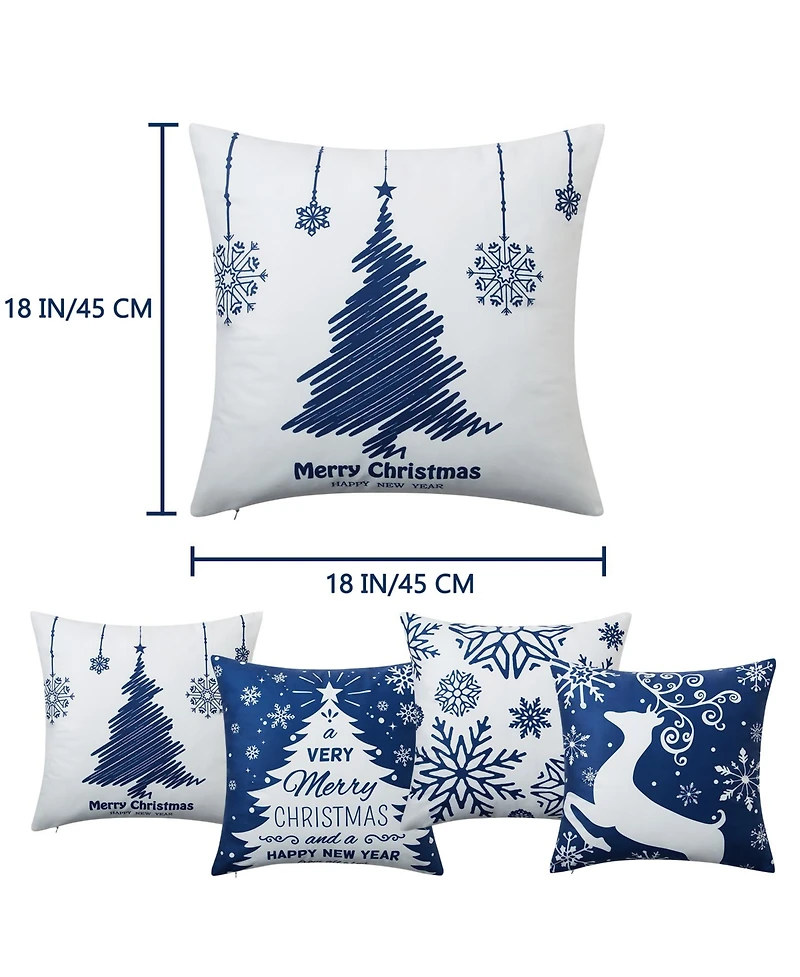 Caromio 4Pcs Velvet Christmas Decorative Throw Pillow Covers 18" x 18"