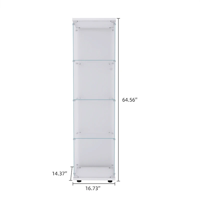 Streamdale Furniture 4 Shelves Glass Cabinet Glass Display Cabinet With One Door, White