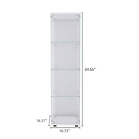 Streamdale Furniture 4 Shelves Glass Cabinet Glass Display Cabinet With One Door, White