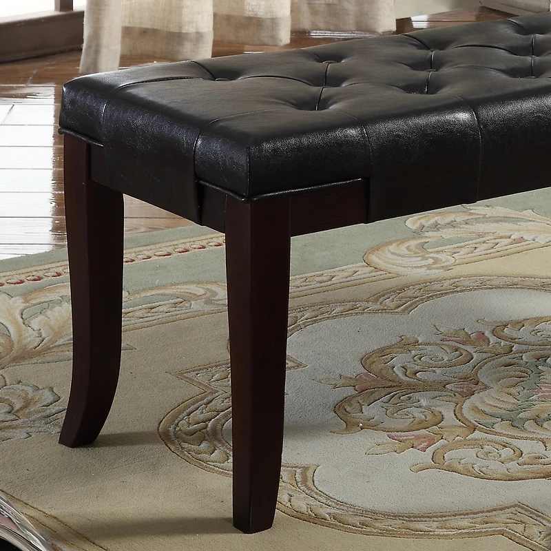 Streamdale Tufted Bench, Faux Leather, Espresso