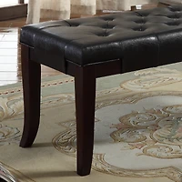 Streamdale Tufted Bench, Faux Leather, Espresso