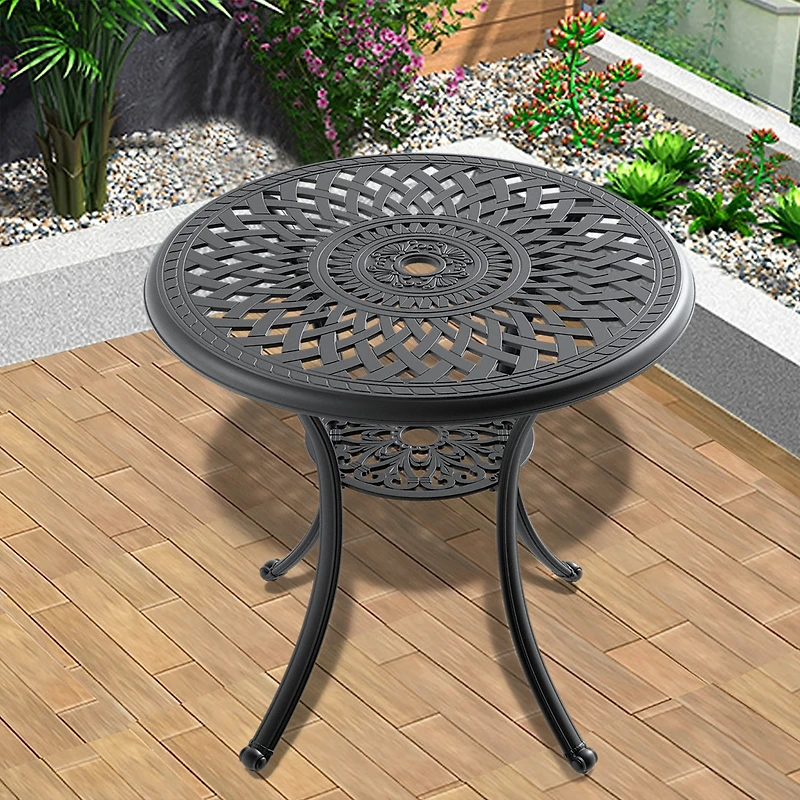 Streamdale 30.71" Cast Aluminum Patio Table with Umbrella Hole
