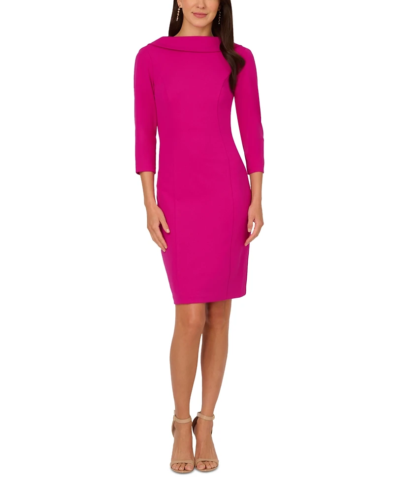 Adrianna Papell Women's Collared 3/4-Sleeve Sheath Dress