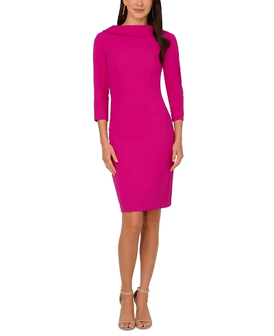 Adrianna Papell Women's Collared 3/4-Sleeve Sheath Dress