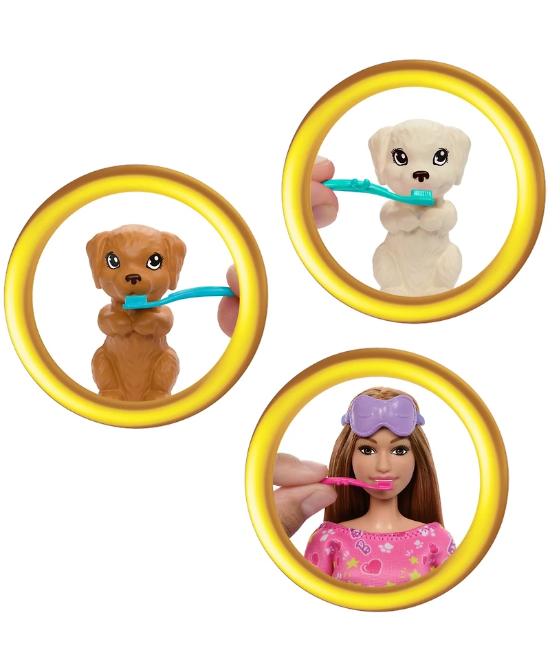 Barbie Doll Puppy Slumber Party Playset with 2 Toy Dog Figures, 10+ Accessories, Color-Change