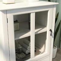 Streamdale Buffet Storage Cabinet With Single Glass Doors And Unique Bell Handle