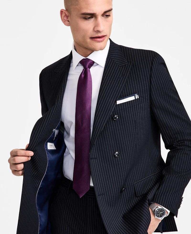 Alfani Men's Slim-Fit Pinstripe Double-Breasted Suit Jacket, Created for Macy's