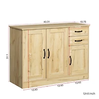 Streamdale Furniture Modern Wood Buffet Sideboard With 2 Doors 1 Storage And 2 Drawers - Entryway Serving Storage