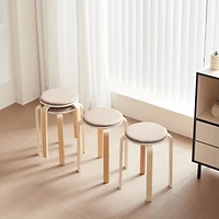 Streamdale Set of 4 Stackable Wood Stools for Dining, Kitchen, Classroom (Coffee)
