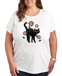 Hybrid Apparel Black Cat Halloween Plus Graphic Tee
