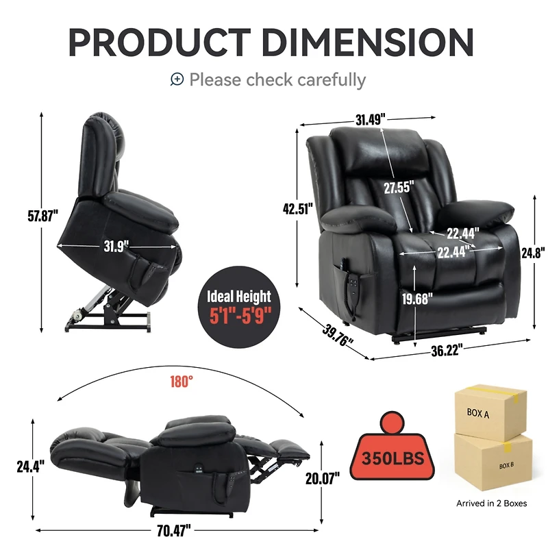 Electric Power Lift Recliner with Massage & Heat