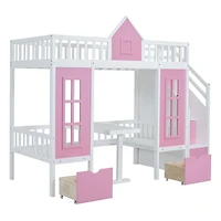 Streamdale Twin-Over-Twin Bunk Bed with Convertible Desk and Changer