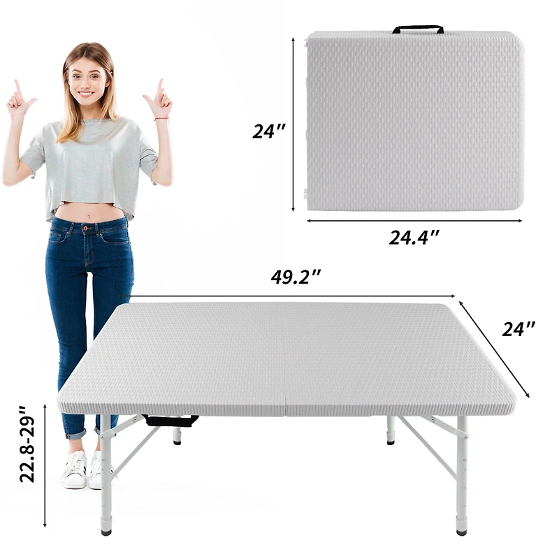 Streamdale 4FT Foldable Rattan Table, Portable & Durable