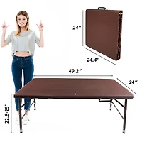 4FT Folding Rattan Table, Portable & Durable