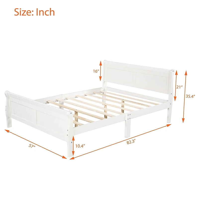 Streamdale Full Wood Platform Bed With Headboard And Wooden Slat Support