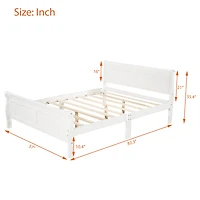 Streamdale Full Wood Platform Bed With Headboard And Wooden Slat Support