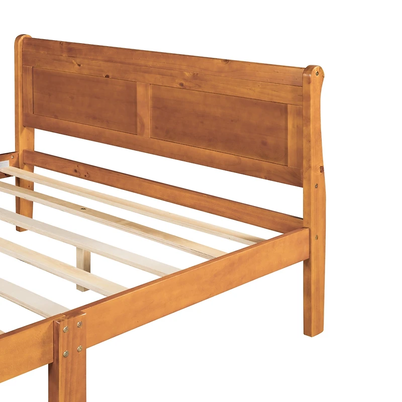 Streamdale Full Wood Platform Bed With Headboard And Wooden Slat Support