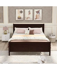 Streamdale Full Wood Platform Bed With Headboard And Wooden Slat Support