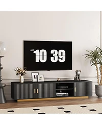Streamdale Chic & Modern Wavy Pattern Tv Stand with Led Lights