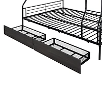 Streamdale Full Xl Over Queen Metal Bunk Bed with 2 Drawers, Black
