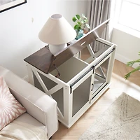 Farmhouse Dog Crate with Sliding Barn Door and Flip-Top