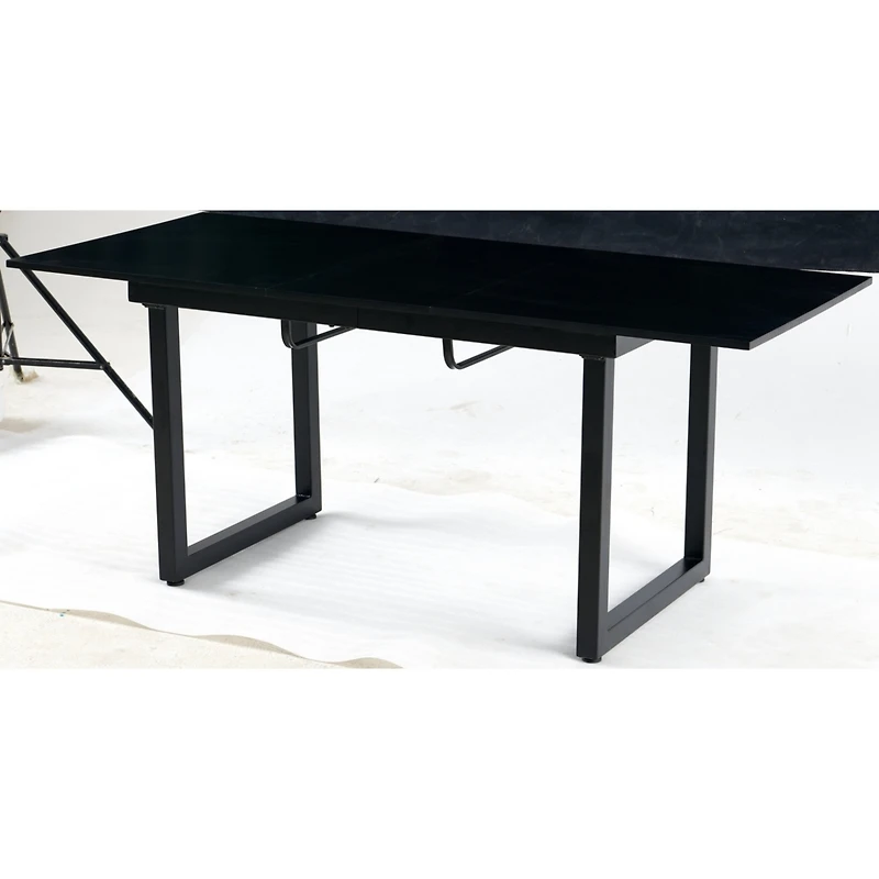 Streamdale Furniture Black Extendable Dining Table, Space-Saving Kitchen Table (70.86" x 31.5" x 29.5")