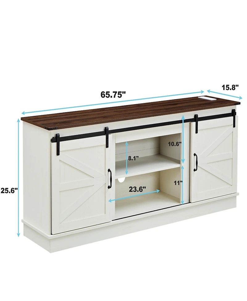 Streamdale Sliding Barn Door Tv Stand for 65/70/75" TVs with Outlets