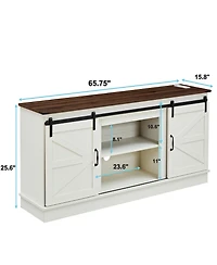 Streamdale Sliding Barn Door Tv Stand for 65/70/75" TVs with Outlets