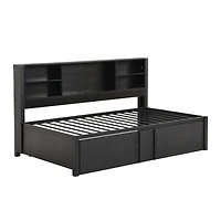 Streamdale Furniture Metal Twin Size Daybed With Twin Size Trundle, Storage Shelves And Usb Ports