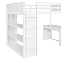 Streamdale Full Loft Bed With Ladder, Shelves, And Desk