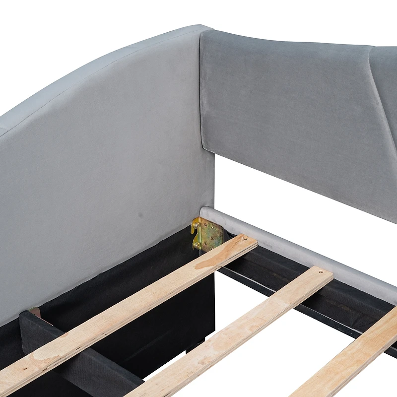 Streamdale Upholstered Daybed Sofa Bed Twin With Trundle And Wood Slat