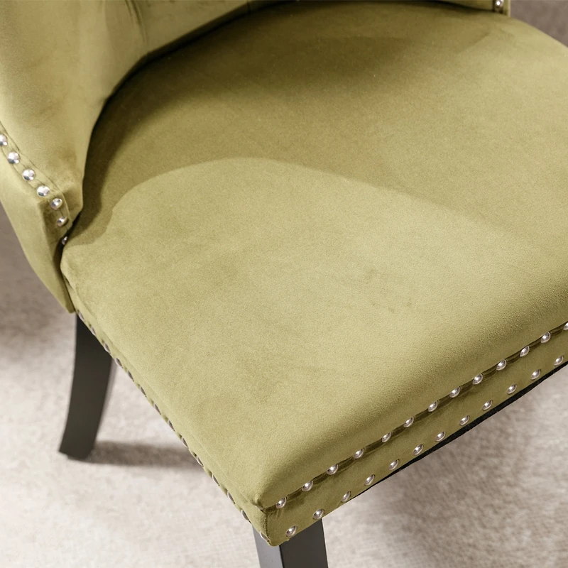 Streamdale Contemporary Velvet Dining Chairs, Olive-Green (2-pcs)
